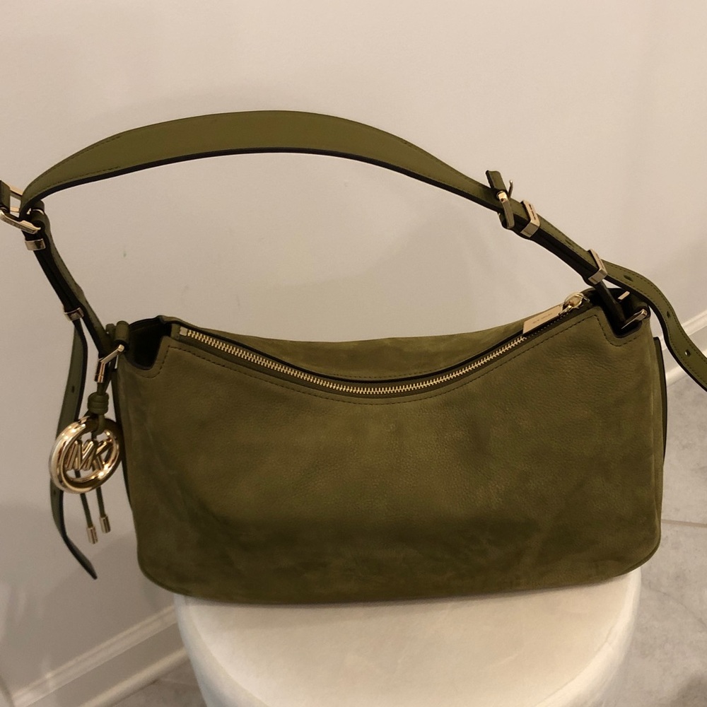 Michael Kors Olive Suede Hobo with Gold Hardware - Picture 4 of 9